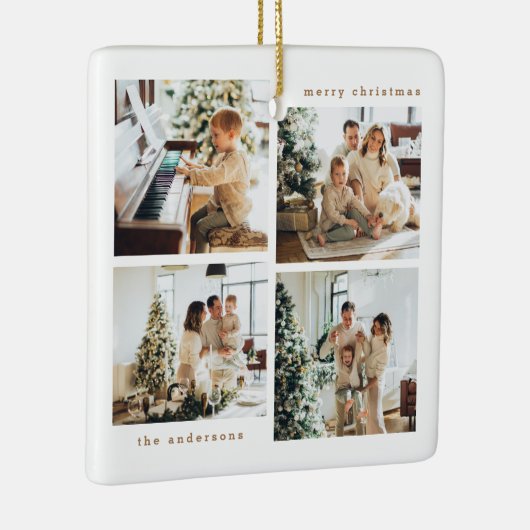 ミニマルシンプルリストクリスマスフォーフォトタイポグラフィ セラミックオーナメント (右)