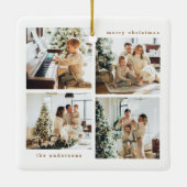ミニマルシンプルリストクリスマスフォーフォトタイポグラフィ セラミックオーナメント (裏面)
