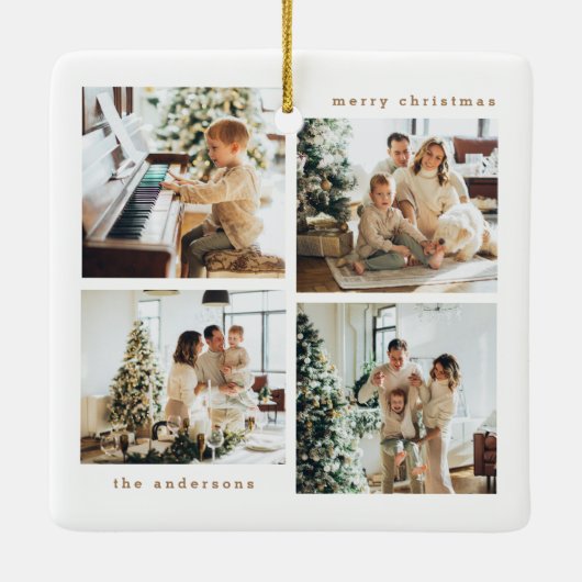 ミニマルシンプルリストクリスマスフォーフォトタイポグラフィ セラミックオーナメント (裏面)