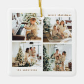 ミニマルシンプルリストクリスマスフォーフォトタイポグラフィ セラミックオーナメント (正面)