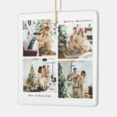 ミニマルシンプルリストクリスマスフォーフォトタイポグラフィ セラミックオーナメント (左)