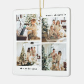 ミニマルシンプルリストクリスマスフォーフォトタイポグラフィ セラミックオーナメント (左)