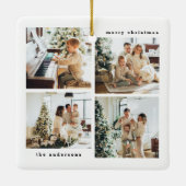 ミニマルシンプルリストクリスマスフォーフォトタイポグラフィ セラミックオーナメント (裏面)