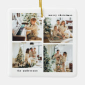 ミニマルシンプルリストクリスマスフォーフォトタイポグラフィ セラミックオーナメント (正面)