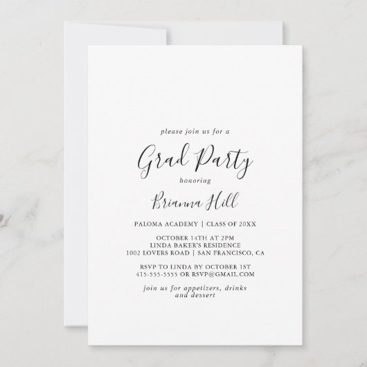 ミニマルシンプルリストグラードパーティー 招待状 (正面)