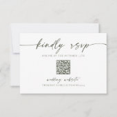 ミニマルシンプルリストグリーンオリーブRSVP QRコードカード ノートカード (正面)