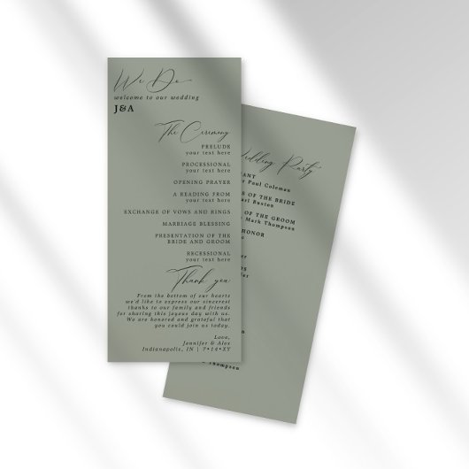 ミニマルシンプルリストグリーンセージ結婚式 プログラム