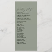 ミニマルシンプルリストグリーンセージ結婚式 プログラム (裏面)