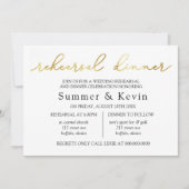 ミニマルシンプルリストゴールドフォイルリハーサルディナー 招待状 (正面)