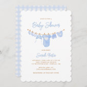 ミニマルシンプルリストスカイブルースカロップドベビーシャワー 招待状 (正面/裏面)