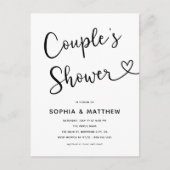 ミニマルシンプルリストスクリプトハートカップルのシャワー ポストカード (正面)