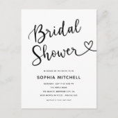 ミニマルシンプルリストスクリプトハートブライダルシャワー ポストカード (正面)