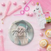 ミニマルシンプルリストスクリプト卒業フォトオーバーレイ ペーパープレート (パーティー)