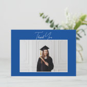 ミニマルシンプルリストスクリプト大学院写真卒業 サンキューカード (スタンド正面)