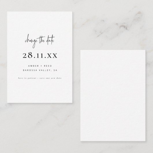 ミニマルシンプルリストスクリプト日付を小さく変更 紹介カード (正面/裏面)