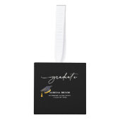 ミニマルシンプルリストスクリプト3写真卒業 キューブオーナメント (正面)