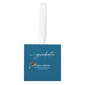 ミニマルシンプルリストスクリプト3 Photo Gradation Blue キューブオーナメント (正面)