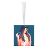 ミニマルシンプルリストスクリプト3 Photo Gradation Blue キューブオーナメント (右)