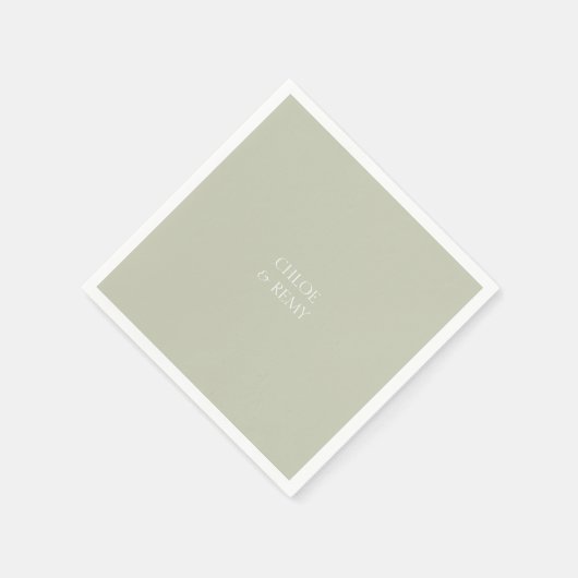 ミニマルシンプルリストセージグリーン スタンダードカクテルナプキン (角)