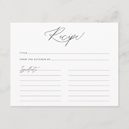 ミニマルシンプルリストタイプスクリプトレシピカード エンクロージャーカード (正面)