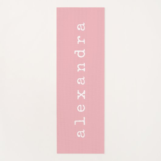 ミニマルシンプルリストタイプライター名カスタムピンク ヨガマット (正面)