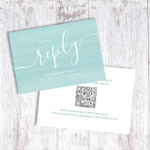 ミニマルシンプルリストターコイズRSVP返信QRコード 出欠カード