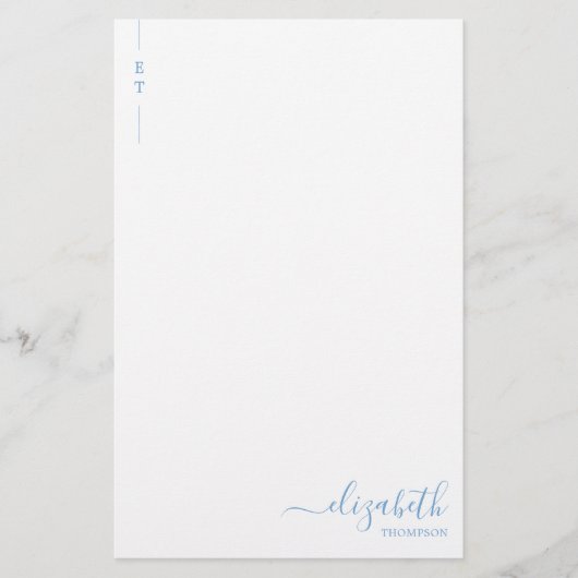 ミニマルシンプルリストダスティブルーモノグラムイニシャル 便箋 (正面)