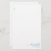 ミニマルシンプルリストダスティブルーモノグラムイニシャル 便箋 (正面/裏面)