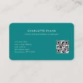 ミニマルシンプルリストティール(緑がかった色)ロゴQRコード 名刺 (正面)