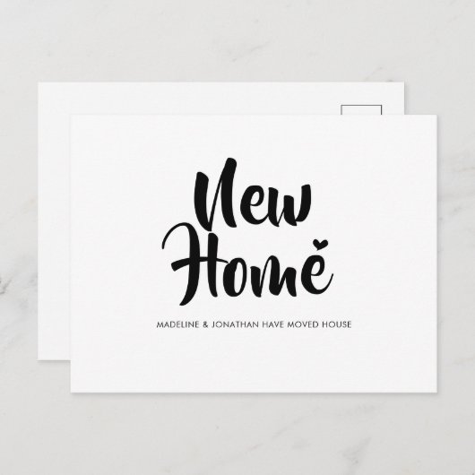 ミニマルシンプルリストニューホームハート移動 案内ポストカード (正面/裏面)