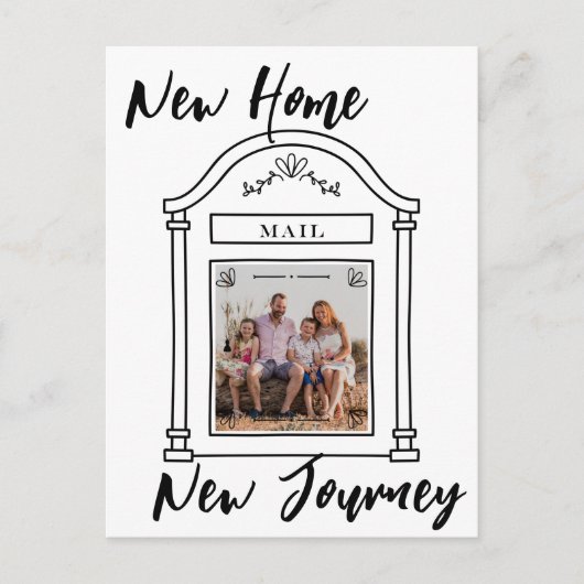 ミニマルシンプルリストニューホーム写真の移動 案内ポストカード (正面)