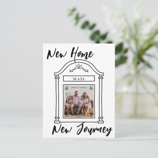 ミニマルシンプルリストニューホーム写真の移動 案内ポストカード (スタンド正面)