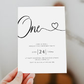 ミニマルシンプルリストハートスクリプト1st誕生日 招待状