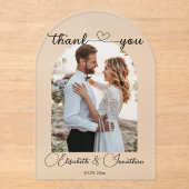 ミニマルシンプルリストハートフォトアー結婚チ アクリル招待状 (正面)