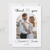 ミニマルシンプルリストハートフォトアー結婚チ サンキューカード (正面)