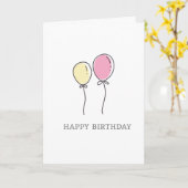 ミニマルシンプルリストバルーンハッピーバースデー挨拶 カード (黄色い花)