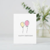 ミニマルシンプルリストバルーンハッピーバースデー挨拶 ポストカード (スタンド正面)