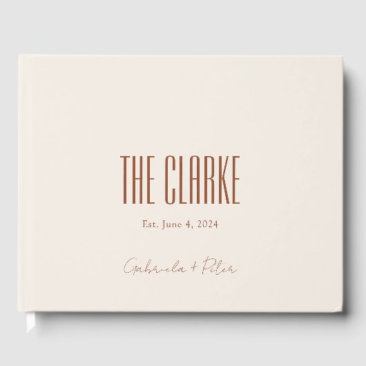 ミニマルシンプルリストバーンオレンジ |クリーム結婚ズ ゲストブック (正面)