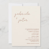 ミニマルシンプルリストバーンオレンジ |クリーム結婚ズ 招待状 (正面)