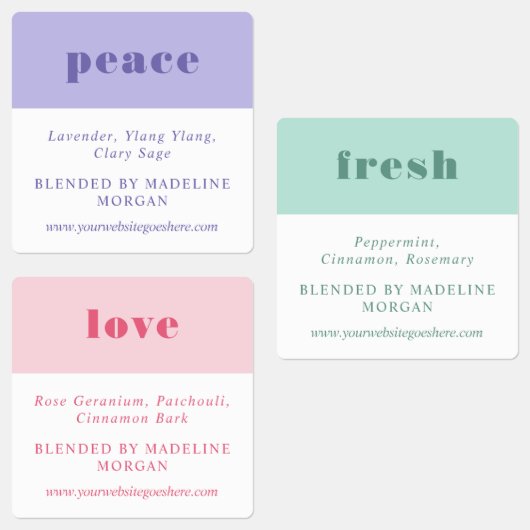 ミニマルシンプルリストパープルグリーンピンク必須油 ラベル (グループ)