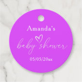 ミニマルシンプルリストパープルベビーシャワー フェイバータグ (正面)