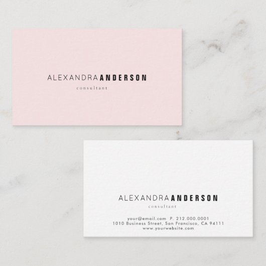 ミニマルシンプルリストピンクプロフェッショナル名刺 名刺 (正面/裏面)