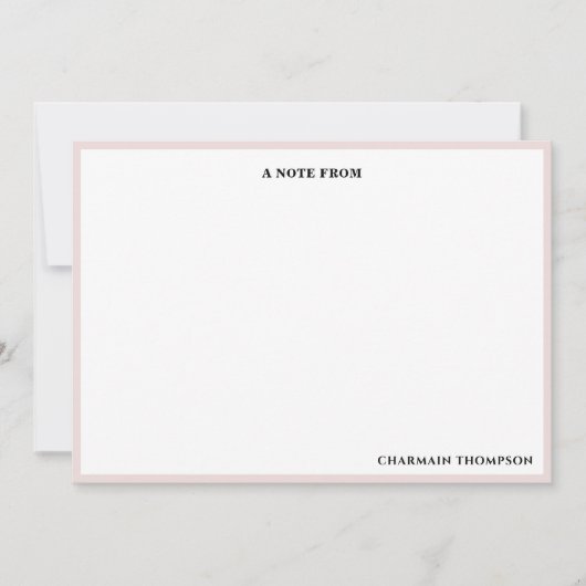 ミニマルシンプルリストピンクホワイト ノートカード (正面)