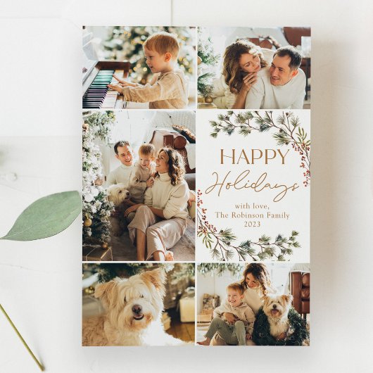 ミニマルシンプルリストフォトハッピーホリデーズカード シーズンカード