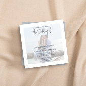 ミニマルシンプルリストフォトライトブルーQRコードRSVP 招待状