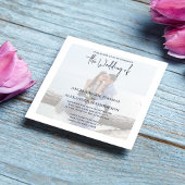 ミニマルシンプルリストフォトライトブルーQRコードRSVP 招待状