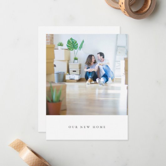 ミニマルシンプルリストフォト引っ越しました自宅住所 ノートカード (正面/裏面インサイチュ)