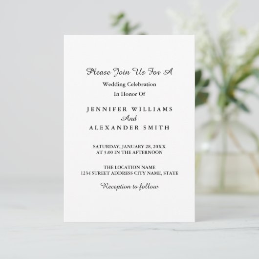 ミニマルシンプルリストフォト結婚式招待状 招待状 (スタンド正面)