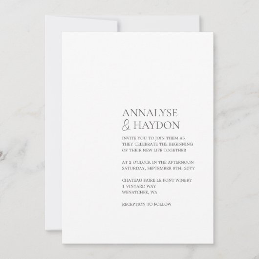 ミニマルシンプルリストフォント結婚式招待状 招待状 (正面)