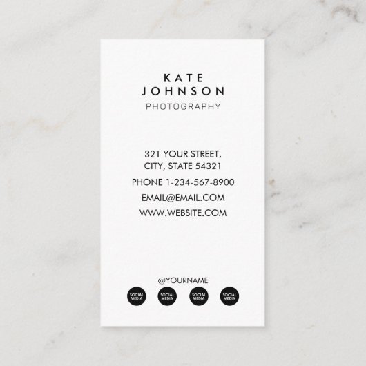 ミニマルシンプルリストフルフォトシンプル写真 名刺 (裏面)